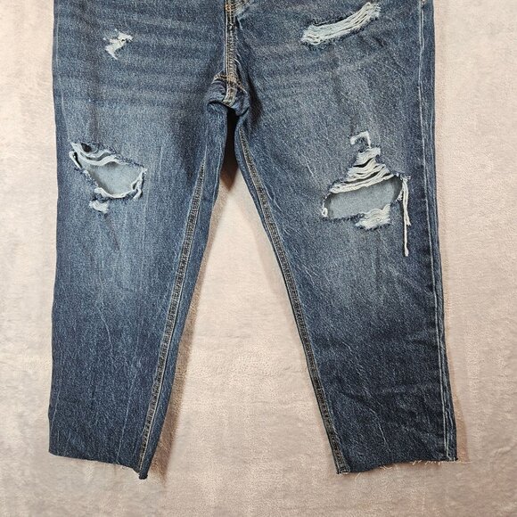 NWT Old Navy Womens 14P Distressed High-Waisted Straight Leg Jeans button fly - Picture 2 of 12
